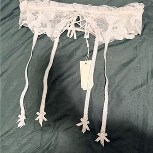 For Love And Lemons White Lace Garter Belt